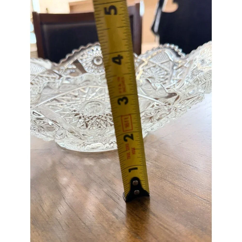 Vintage Imperial Glass Daisy & Button Round Bowl Sawtooth Edge Serving Piece